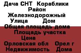 Дача СНТ “Кораблики“ › Район ­ Железнодорожный › Улица ­ - › Дом ­ - › Общая площадь дома ­ 20 › Площадь участка ­ 8 › Цена ­ 100 000 - Орловская обл., Орел г. Недвижимость » Дома, коттеджи, дачи продажа   